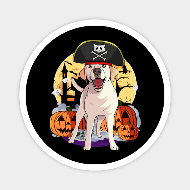 Yellow Labrador Pirate Halloween Pumpkin Magnet by Noseking